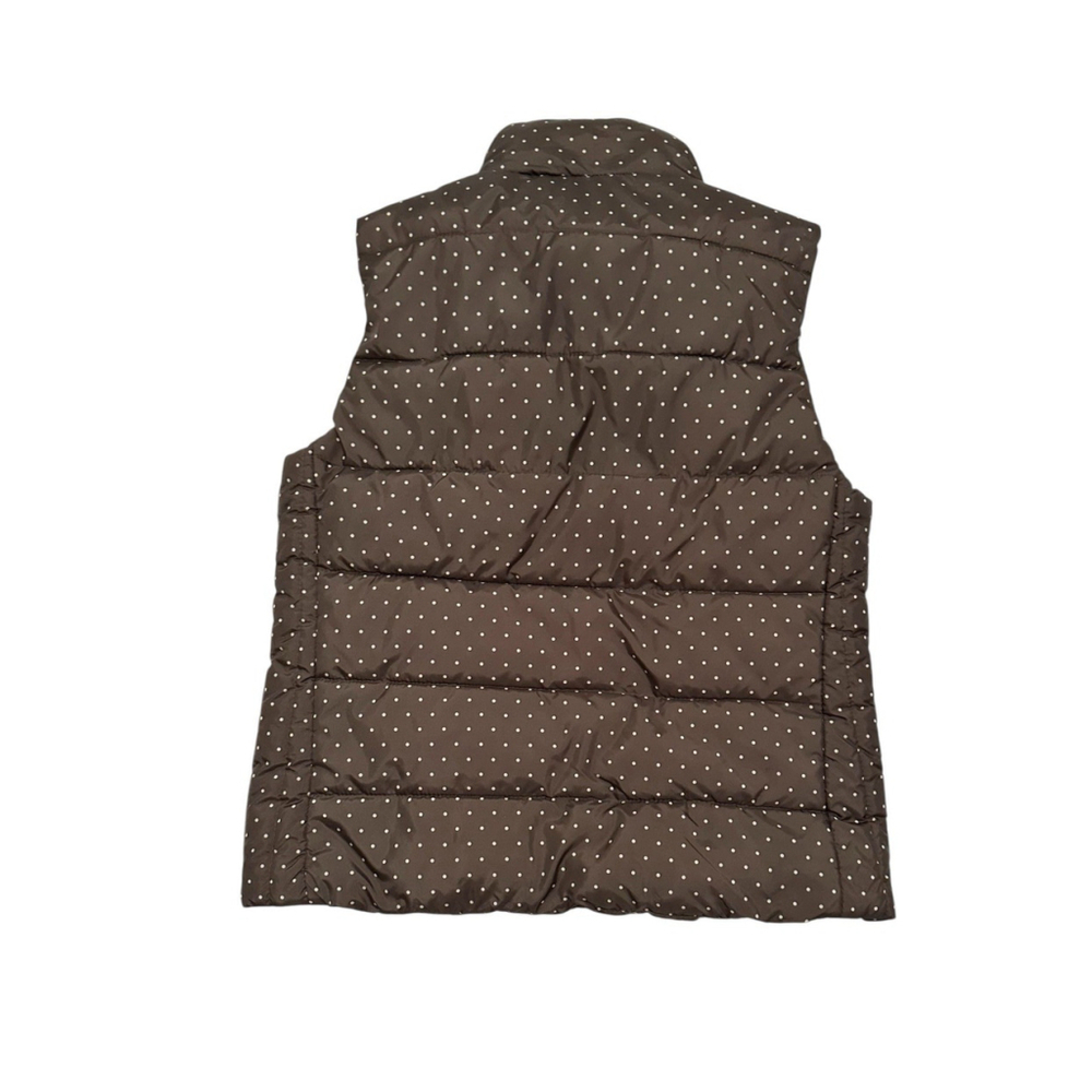 Laura Ashley Polka Dot Puffer Vest Womens Small Olive Green Full Zip Pockets - Picture 7 of 16